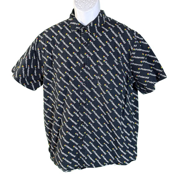 Propeller Other - Propeller Polaroid Logo Button Down Shirt Mens Large Black Short Sleeve Retro
